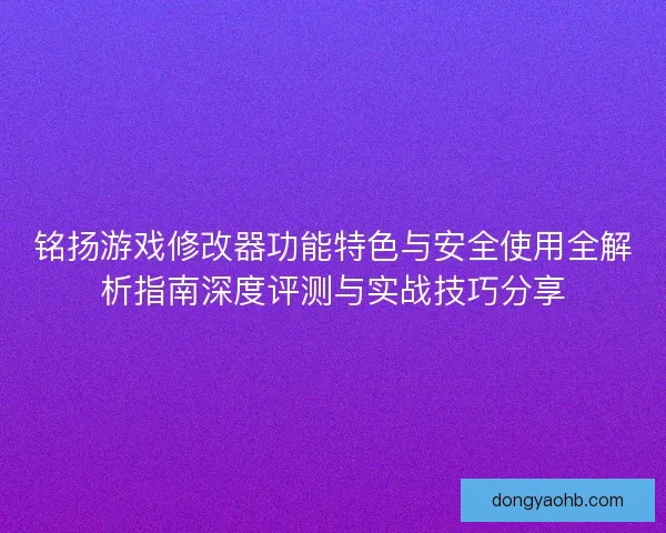铭扬游戏修改器功能特色与安全使用全解析指南深度评测与实战技巧分享
