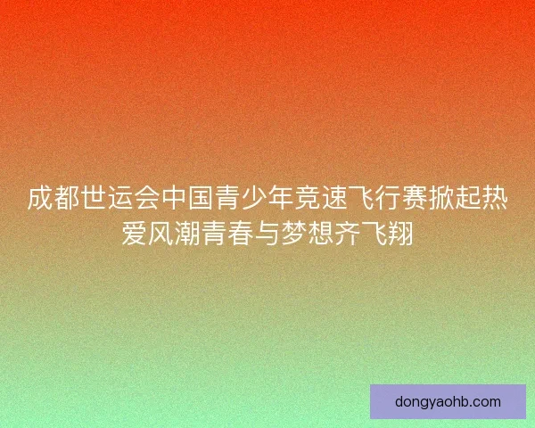 成都世运会中国青少年竞速飞行赛掀起热爱风潮青春与梦想齐飞翔