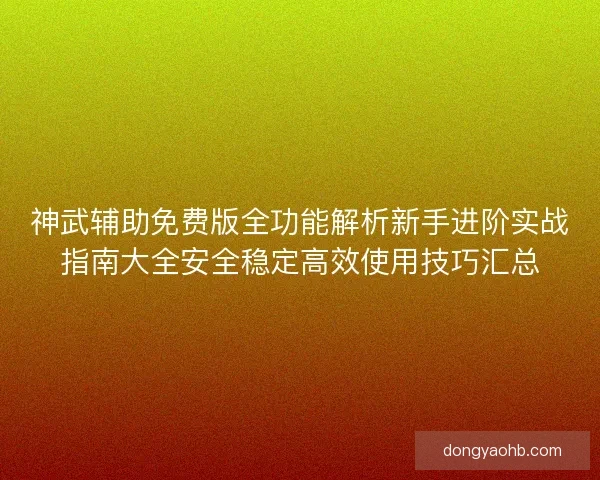神武辅助免费版全功能解析新手进阶实战指南大全安全稳定高效使用技巧汇总