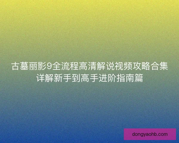 古墓丽影9全流程高清解说视频攻略合集详解新手到高手进阶指南篇