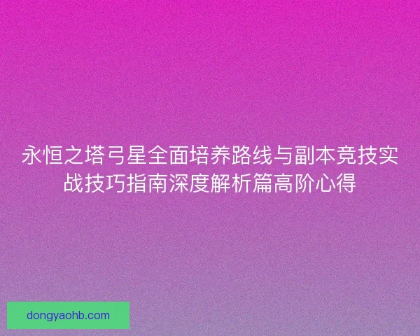 永恒之塔弓星全面培养路线与副本竞技实战技巧指南深度解析篇高阶心得